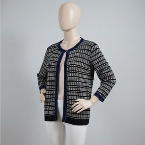 Jones Studio Black and Blue Checkered Cardigan